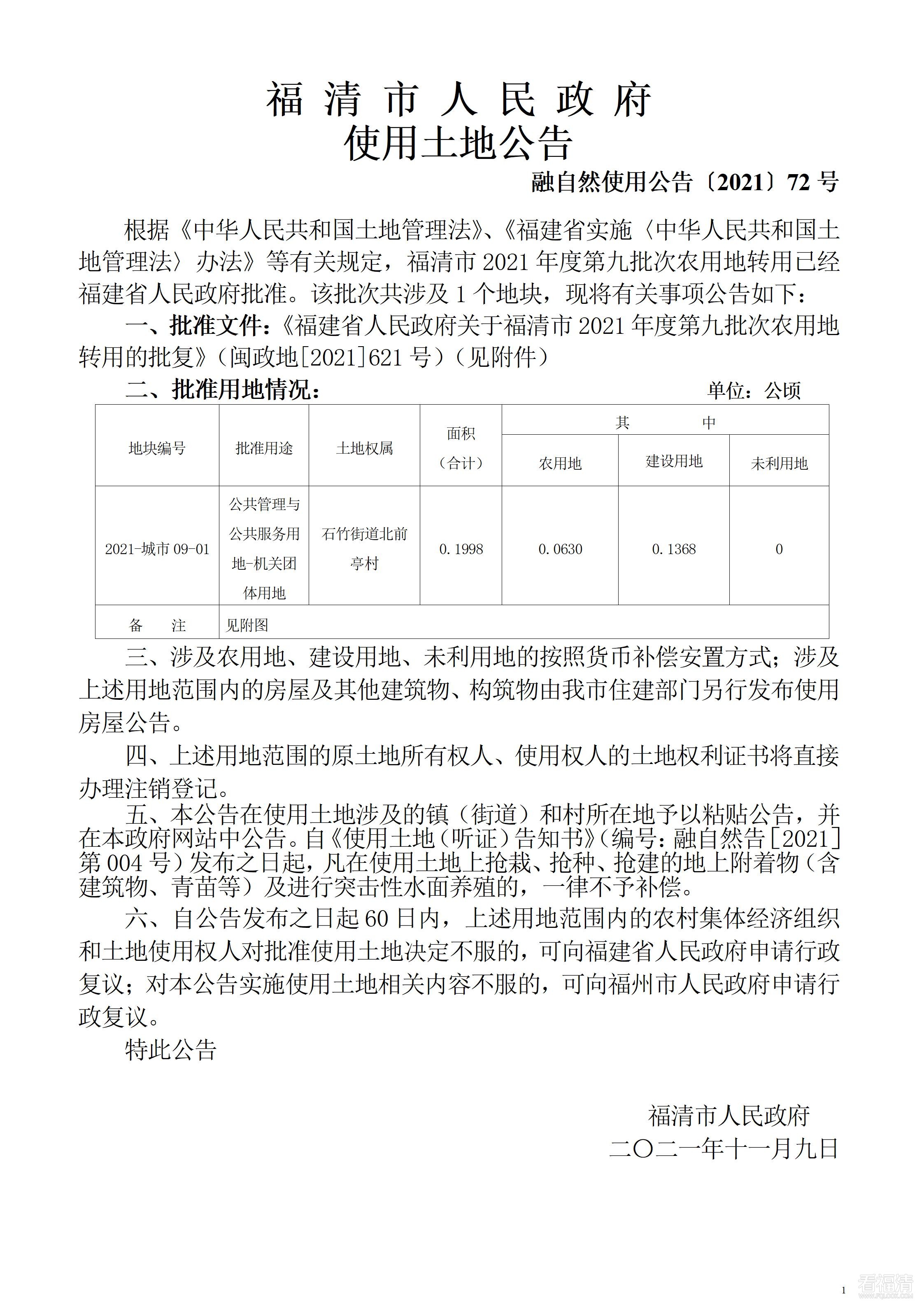 使用土地公告-福清市石竹街道北前亭村民委员会村委楼.jpg